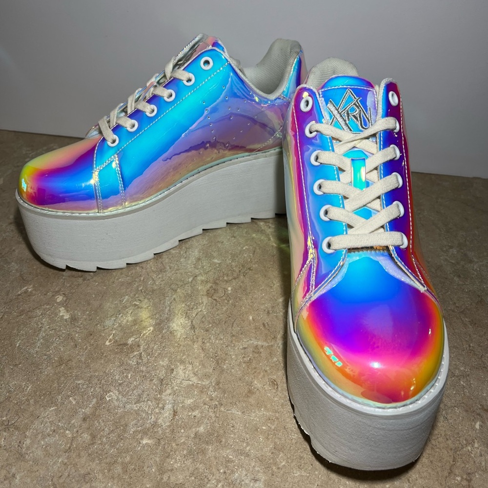 YRU LaLa Atlantis Iridescent Platform Sneakers W9